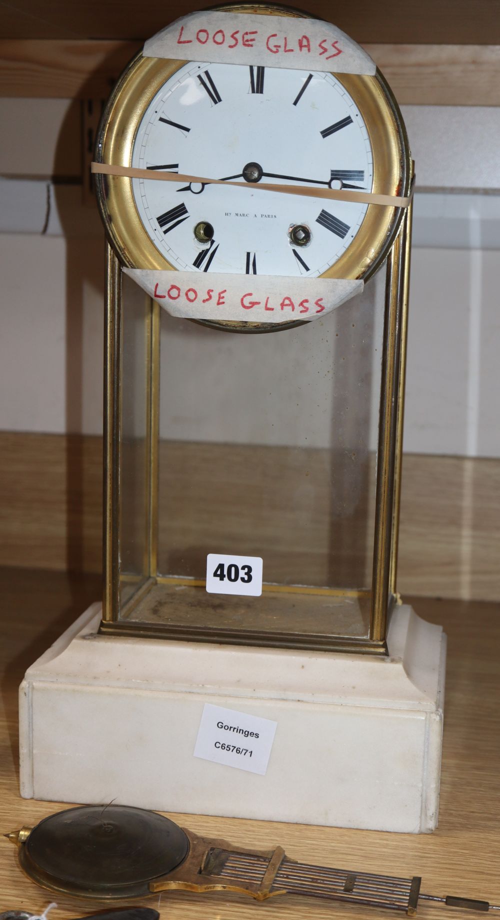 A French four glass mantel clock